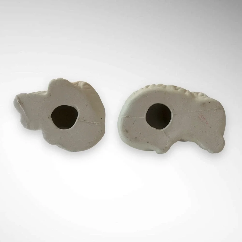 Vintage‎ Pair Of White Bisque Porcelain Cat Figurines Faith and Hope | EUC